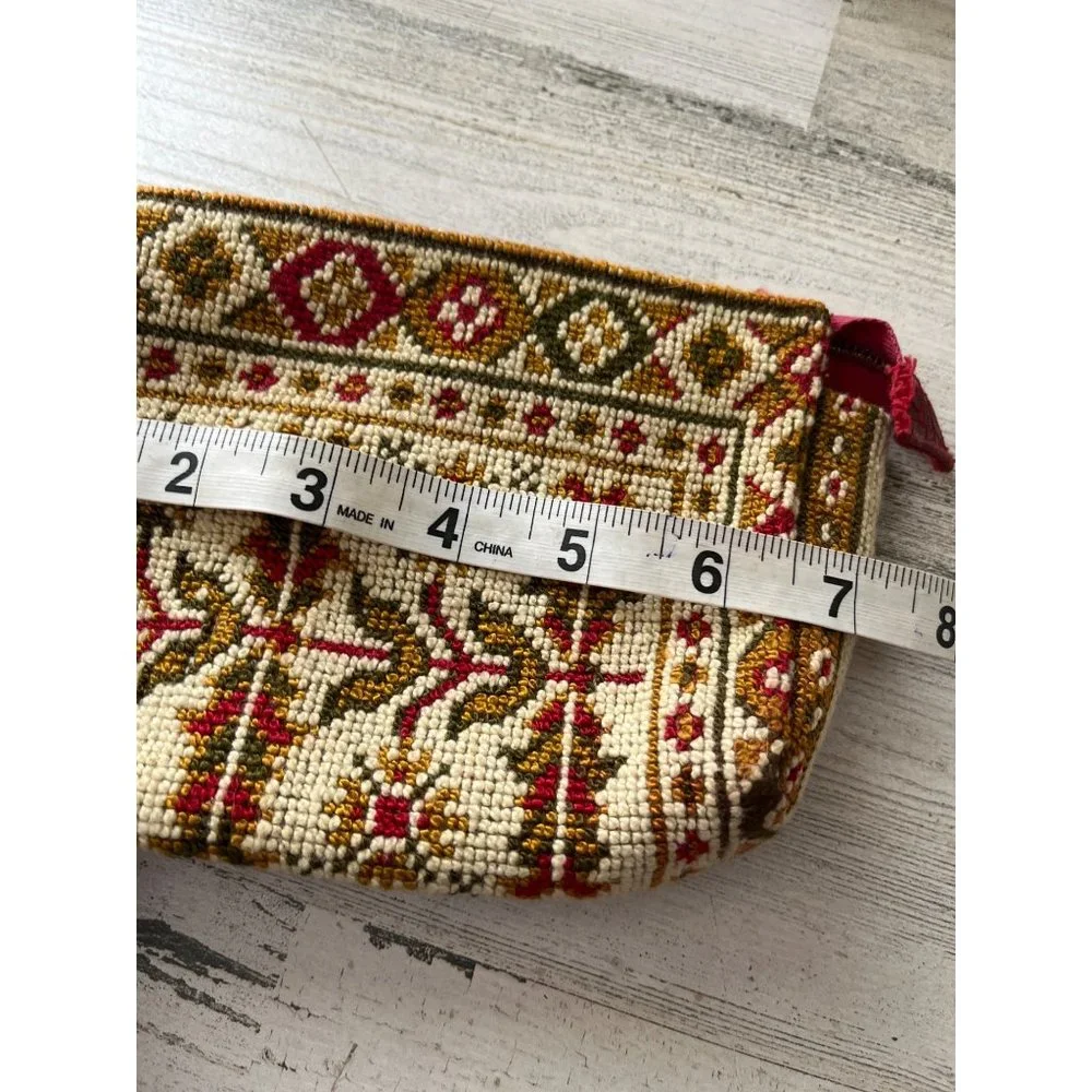 Needlepoint zippered make up bag